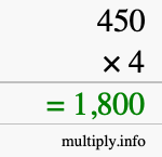 How to calculate 450 times 4 using long multiplication How to calculate 450 times 4 using long multiplication