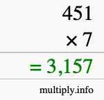 How to calculate 451 times 7 using long multiplication How to calculate 451 times 7 using long multiplication