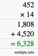 How to calculate 452 times 14 using long multiplication How to calculate 452 times 14 using long multiplication