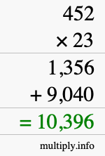 How to calculate 452 times 23 using long multiplication How to calculate 452 times 23 using long multiplication