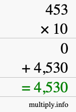 How to calculate 453 times 10 using long multiplication How to calculate 453 times 10 using long multiplication