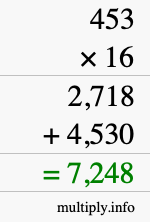 How to calculate 453 times 16 using long multiplication How to calculate 453 times 16 using long multiplication