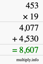 How to calculate 453 times 19 using long multiplication How to calculate 453 times 19 using long multiplication