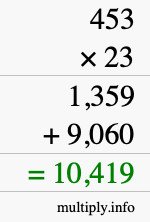 How to calculate 453 times 23 using long multiplication How to calculate 453 times 23 using long multiplication