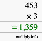 How to calculate 453 times 3 using long multiplication