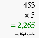 How to calculate 453 times 5 using long multiplication How to calculate 453 times 5 using long multiplication
