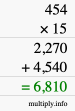 How to calculate 454 times 15 using long multiplication How to calculate 454 times 15 using long multiplication