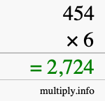 How to calculate 454 times 6 using long multiplication