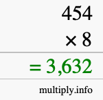 How to calculate 454 times 8 using long multiplication How to calculate 454 times 8 using long multiplication