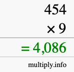 How to calculate 454 times 9 using long multiplication How to calculate 454 times 9 using long multiplication