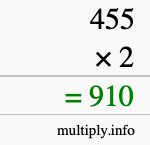 How to calculate 455 times 2 using long multiplication How to calculate 455 times 2 using long multiplication