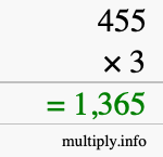 How to calculate 455 times 3 using long multiplication How to calculate 455 times 3 using long multiplication