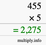 How to calculate 455 times 5 using long multiplication How to calculate 455 times 5 using long multiplication