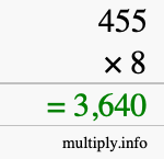 How to calculate 455 times 8 using long multiplication How to calculate 455 times 8 using long multiplication