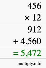 How to calculate 456 times 12 using long multiplication How to calculate 456 times 12 using long multiplication