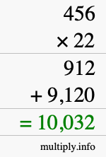 How to calculate 456 times 22 using long multiplication