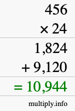 How to calculate 456 times 24 using long multiplication How to calculate 456 times 24 using long multiplication