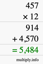How to calculate 457 times 12 using long multiplication How to calculate 457 times 12 using long multiplication