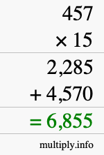 How to calculate 457 times 15 using long multiplication How to calculate 457 times 15 using long multiplication