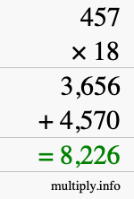 How to calculate 457 times 18 using long multiplication How to calculate 457 times 18 using long multiplication
