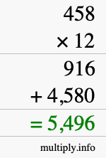 How to calculate 458 times 12 using long multiplication How to calculate 458 times 12 using long multiplication