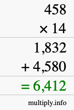 How to calculate 458 times 14 using long multiplication How to calculate 458 times 14 using long multiplication