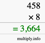 How to calculate 458 times 8 using long multiplication