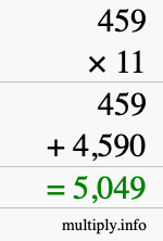 How to calculate 459 times 11 using long multiplication