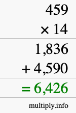 How to calculate 459 times 14 using long multiplication How to calculate 459 times 14 using long multiplication