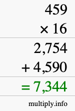 How to calculate 459 times 16 using long multiplication How to calculate 459 times 16 using long multiplication