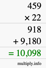 How to calculate 459 times 22 using long multiplication