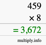 How to calculate 459 times 8 using long multiplication