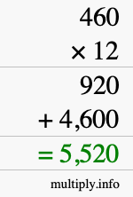 How to calculate 460 times 12 using long multiplication How to calculate 460 times 12 using long multiplication