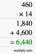 How to calculate 460 times 14 using long multiplication How to calculate 460 times 14 using long multiplication