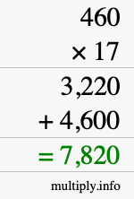 How to calculate 460 times 17 using long multiplication