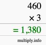 How to calculate 460 times 3 using long multiplication How to calculate 460 times 3 using long multiplication