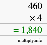 How to calculate 460 times 4 using long multiplication How to calculate 460 times 4 using long multiplication