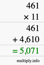 How to calculate 461 times 11 using long multiplication