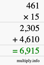 How to calculate 461 times 15 using long multiplication How to calculate 461 times 15 using long multiplication
