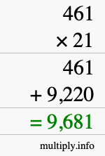 How to calculate 461 times 21 using long multiplication How to calculate 461 times 21 using long multiplication