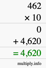 How to calculate 462 times 10 using long multiplication How to calculate 462 times 10 using long multiplication