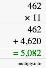 How to calculate 462 times 11 using long multiplication