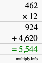 How to calculate 462 times 12 using long multiplication How to calculate 462 times 12 using long multiplication