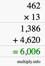 How to calculate 462 times 13 using long multiplication How to calculate 462 times 13 using long multiplication