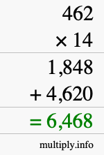 How to calculate 462 times 14 using long multiplication How to calculate 462 times 14 using long multiplication