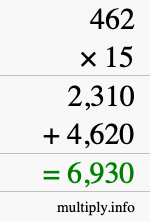 How to calculate 462 times 15 using long multiplication How to calculate 462 times 15 using long multiplication