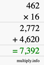 How to calculate 462 times 16 using long multiplication