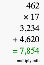 How to calculate 462 times 17 using long multiplication