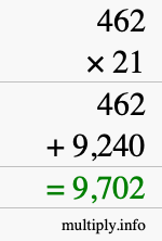 How to calculate 462 times 21 using long multiplication How to calculate 462 times 21 using long multiplication