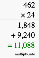 How to calculate 462 times 24 using long multiplication How to calculate 462 times 24 using long multiplication